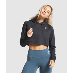 Gymshark Black Cropped Hoodie Size Large